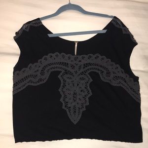 Free people black cropped shirt